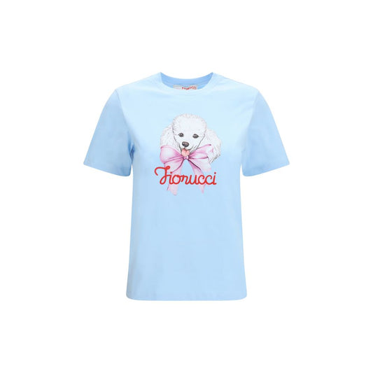 Fiorucci Blue Cotton T-Shirt with Poodle Logo