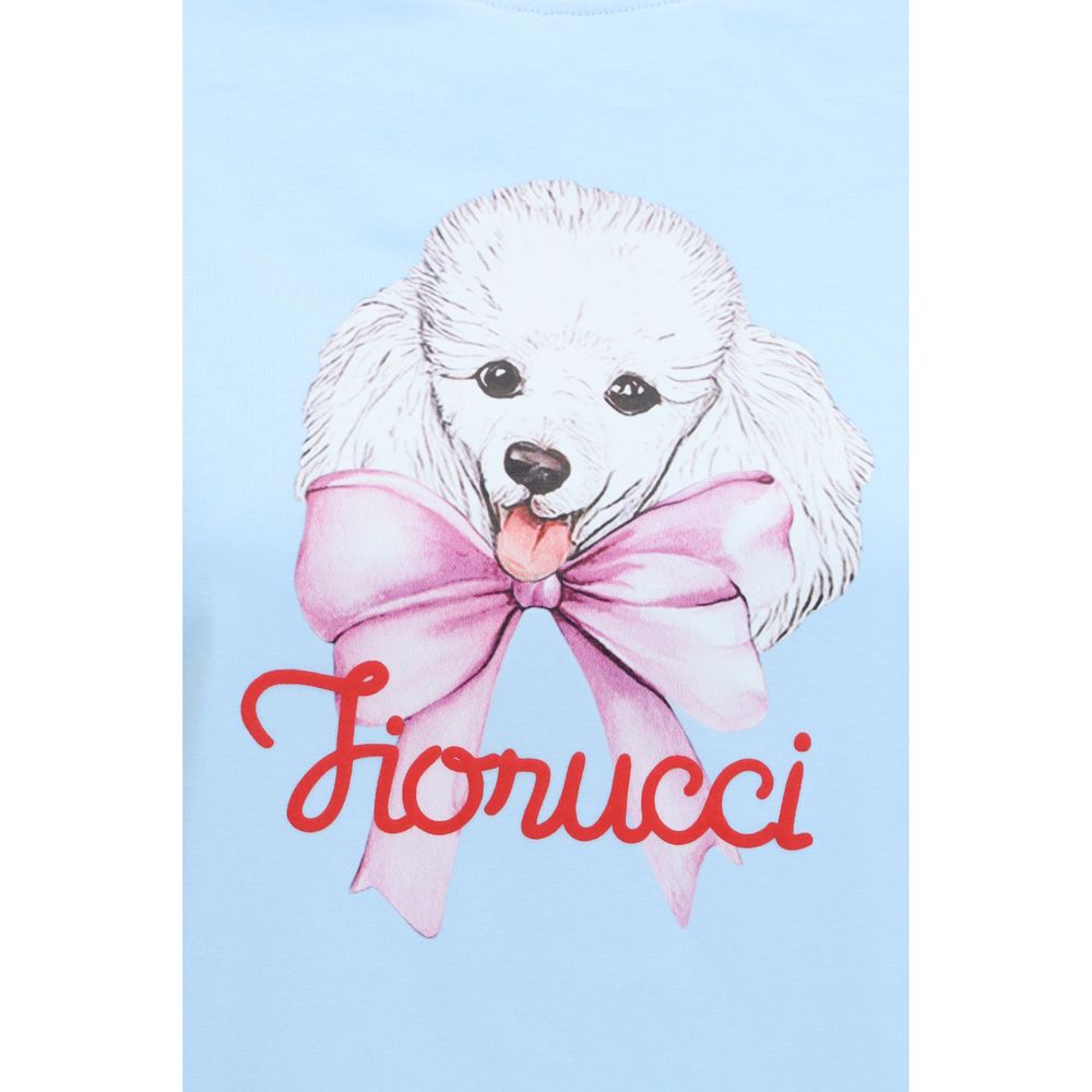 Fiorucci Blue Cotton T-Shirt with Poodle Logo