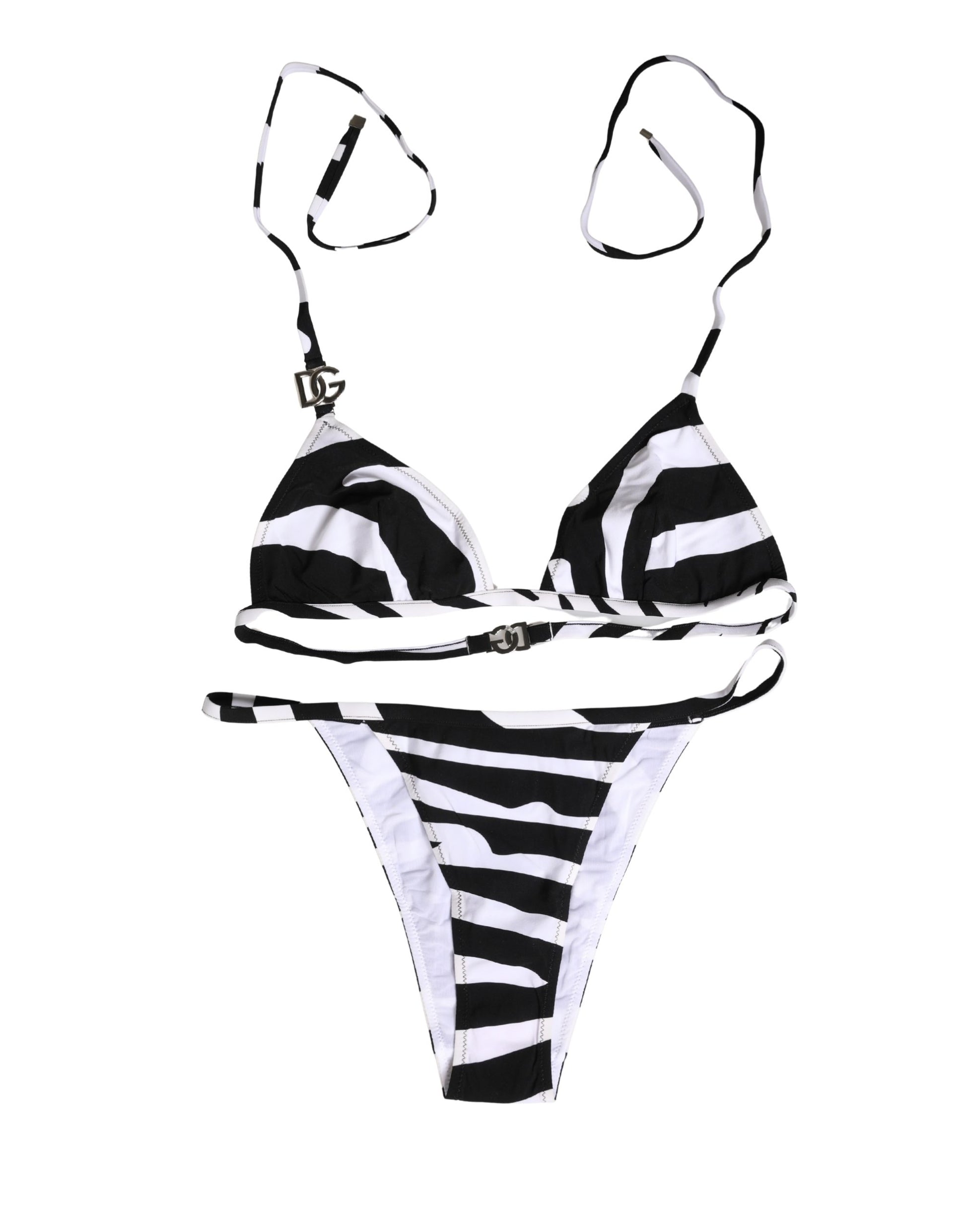 Dolce & Gabbana Black White Zebra Bikini Set