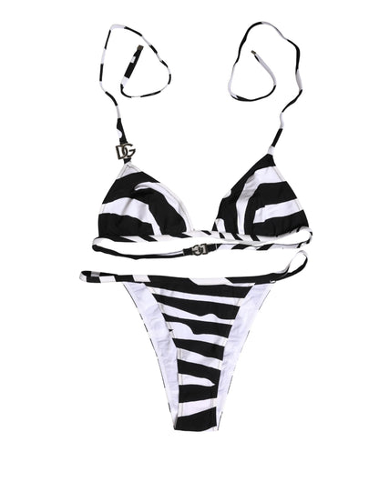 Dolce & Gabbana Black White Zebra Bikini Set