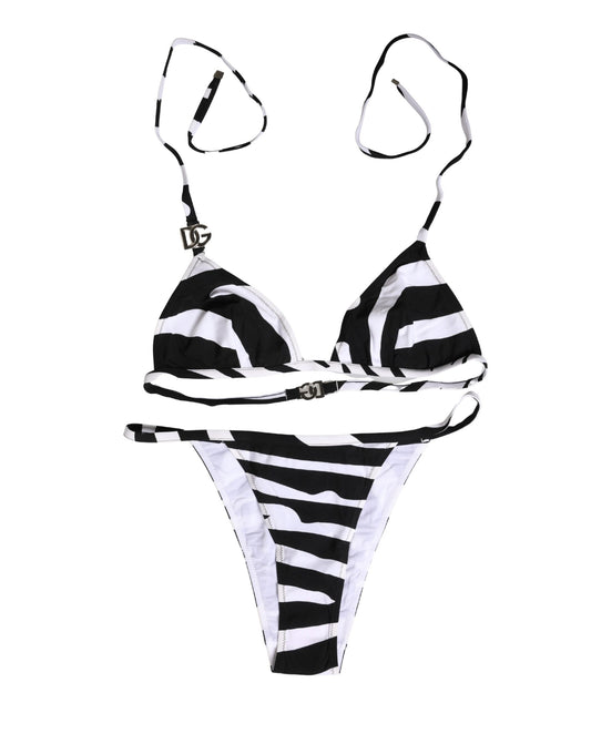 Dolce & Gabbana Black White Zebra Bikini Set