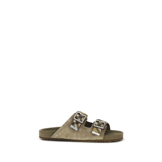 Burberry Beige Check Suede Urchin Sandals