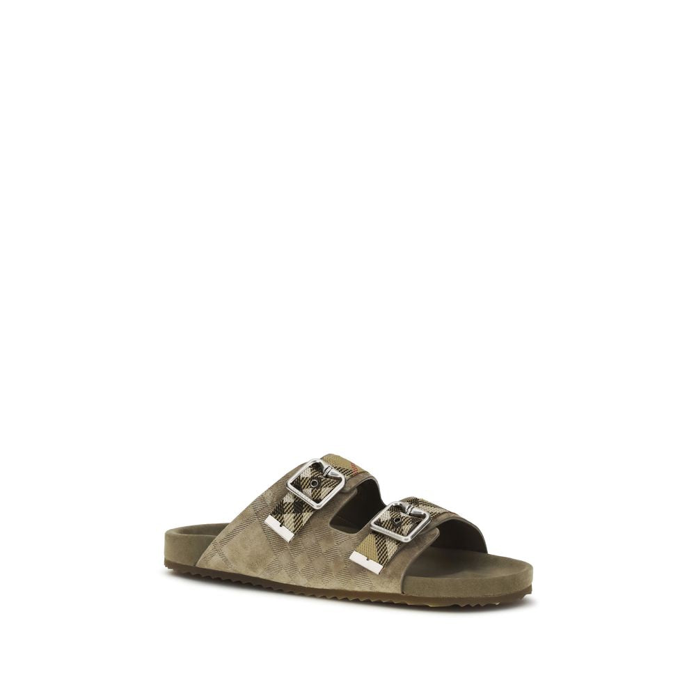 Burberry Beige Check Suede Urchin Sandals