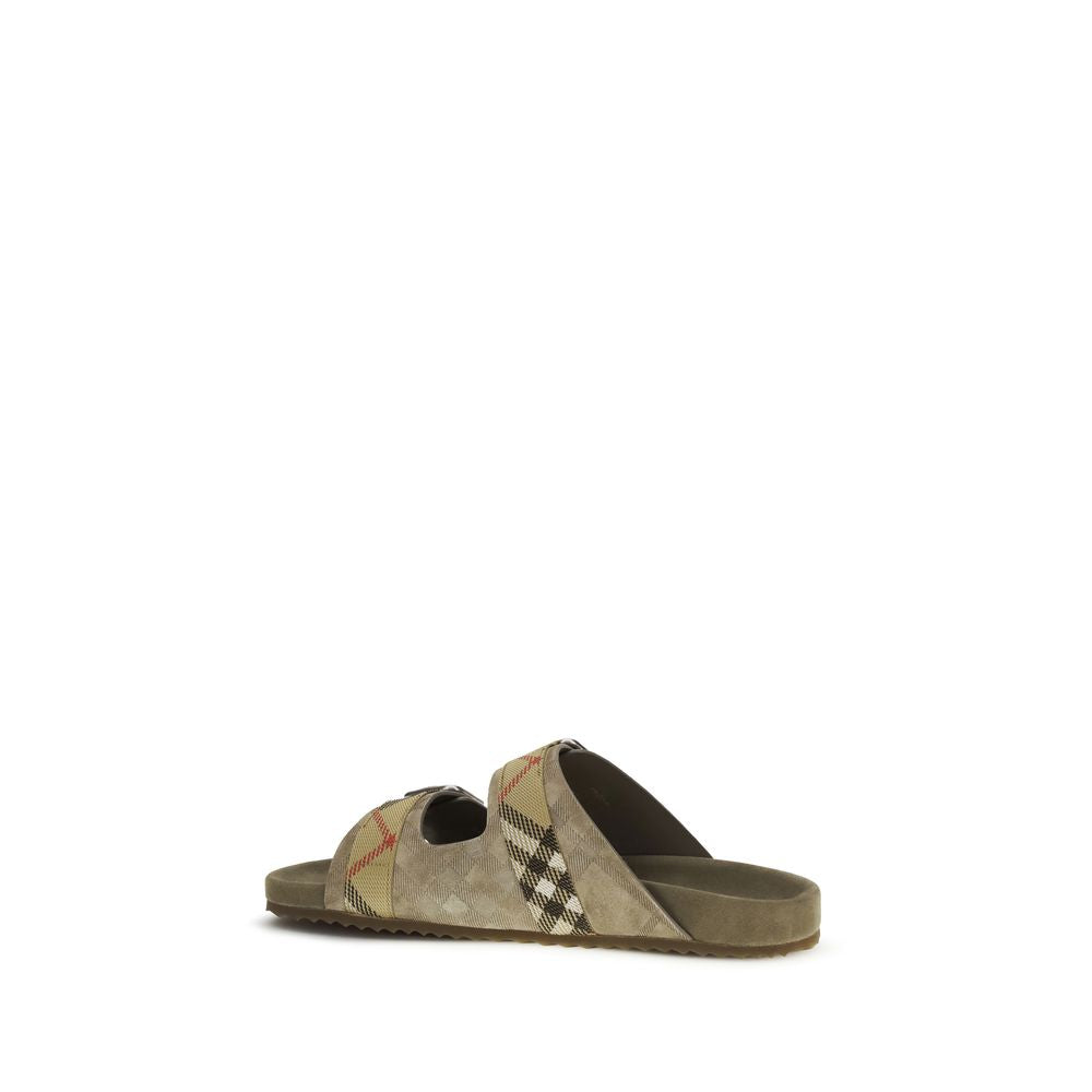 Burberry Beige Check Suede Urchin Sandals