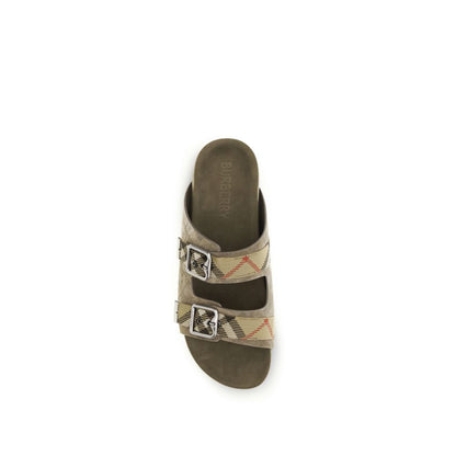 Burberry Beige Check Suede Urchin Sandals