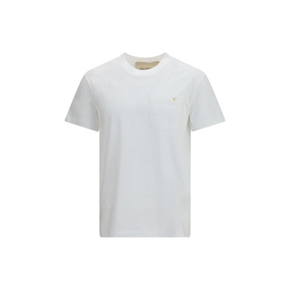 Valentino White Cotton T-Shirt with VGold Logo