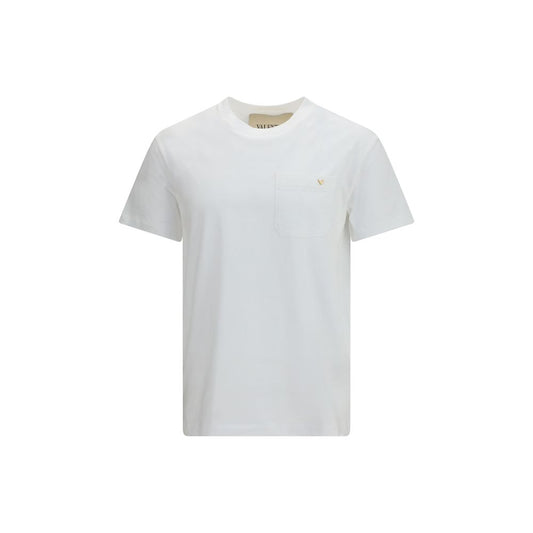 Valentino White Cotton T-Shirt with VGold Logo