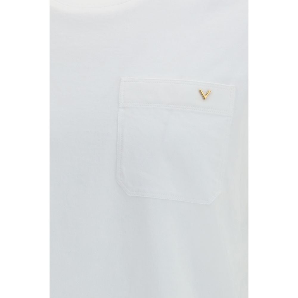 Valentino White Cotton T-Shirt with VGold Logo