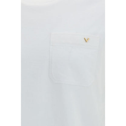 Valentino White Cotton T-Shirt with VGold Logo