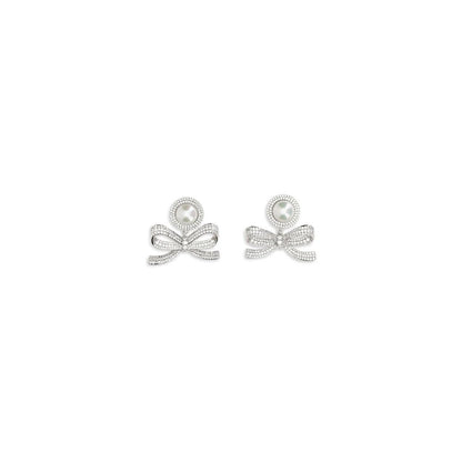 Self-Portrait Pearl Bow Drop Earrings