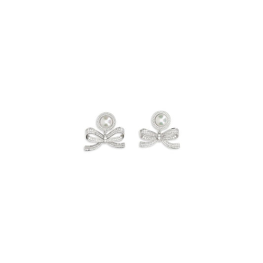 Self-Portrait Pearl Bow Drop Earrings