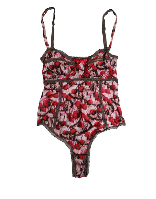 Roberto Cavalli CherryPrint Lace Bodysuit Underwear