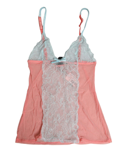 Roberto Cavalli Multicolor Sheer Lace Lingerie Chemise Top