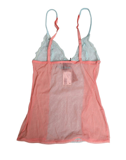 Roberto Cavalli Multicolor Sheer Lace Lingerie Chemise Top
