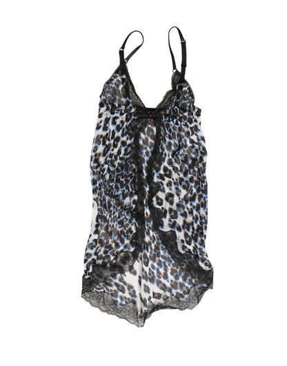 Roberto Cavalli Multicolor Leopard Babydoll Chemise