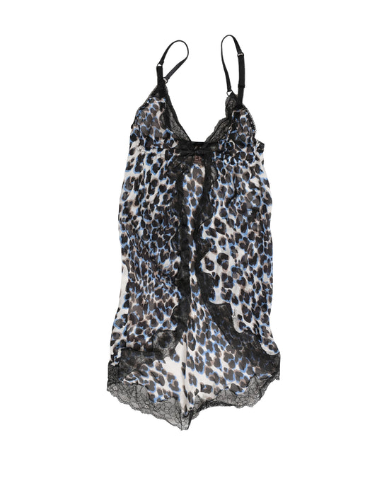 Roberto Cavalli Multicolor Leopard Babydoll Chemise