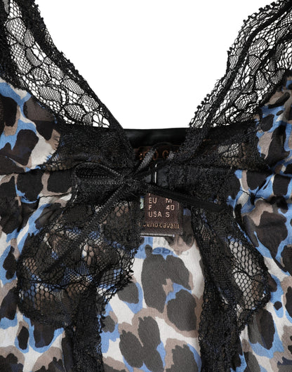Roberto Cavalli Multicolor Leopard Babydoll Chemise