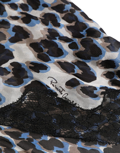 Roberto Cavalli Multicolor Leopard Babydoll Chemise