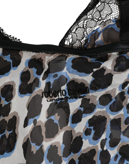 Roberto Cavalli Multicolor Leopard Babydoll Chemise