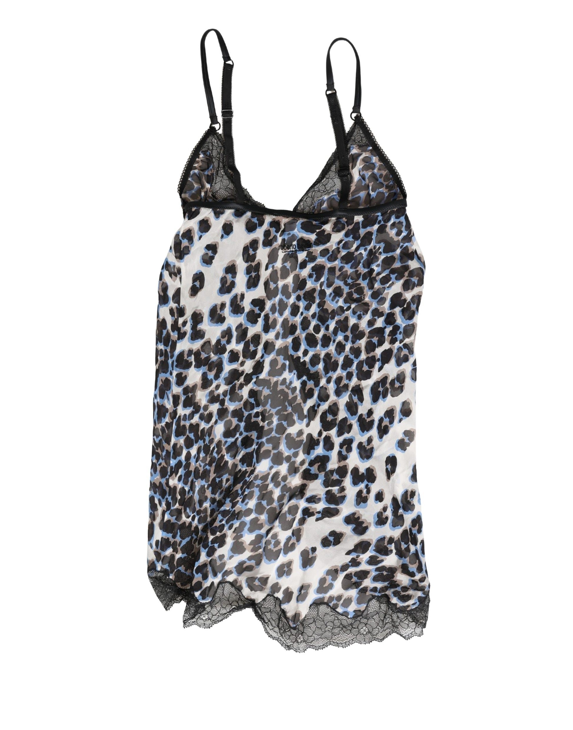 Roberto Cavalli Multicolor Leopard Babydoll Chemise