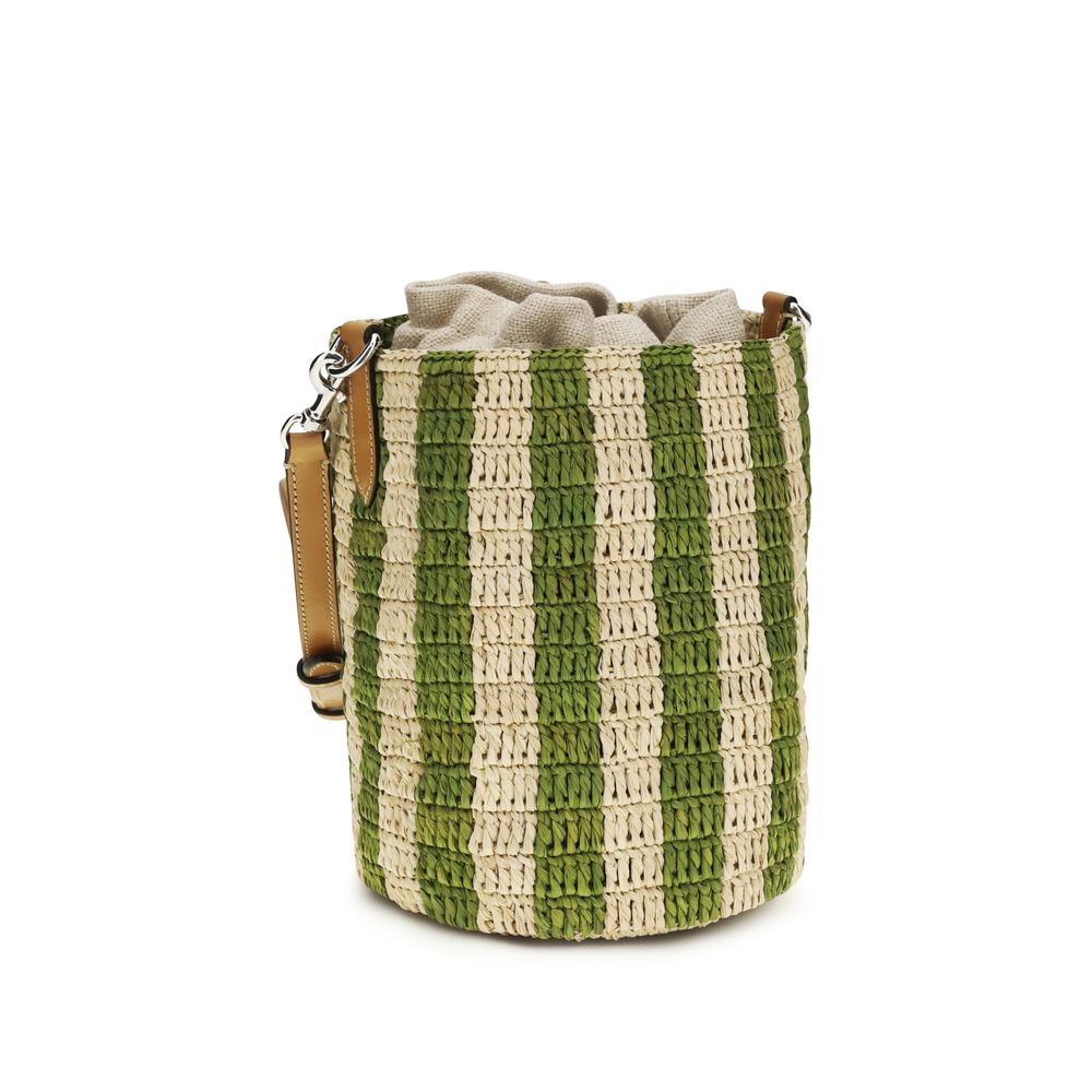 Valentino Garavani Striped Raffia Bucket Bag