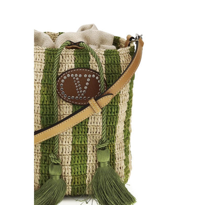 Valentino Garavani Striped Raffia Bucket Bag