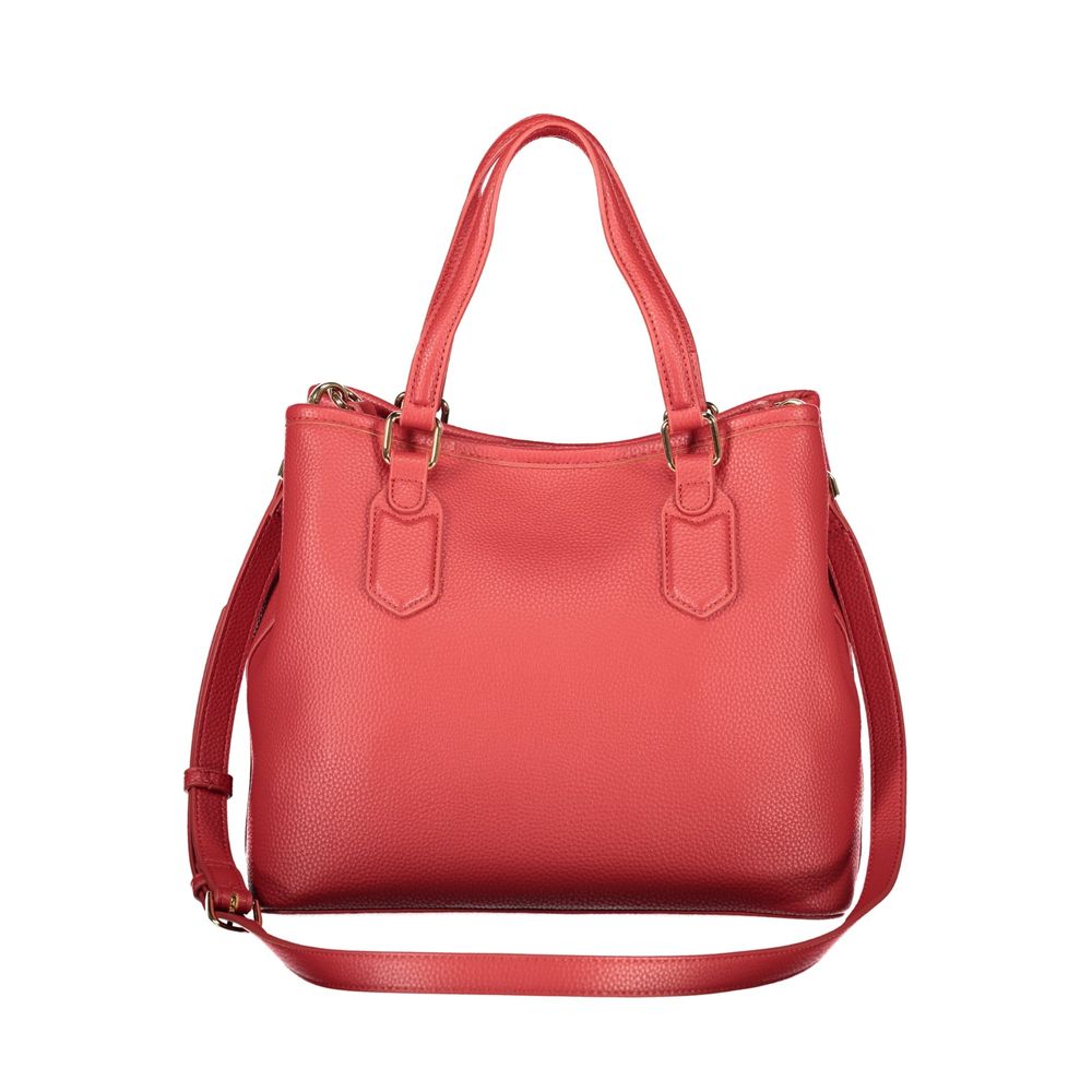Mario Valentino Red Leather Tote Bag with Iconic Logo