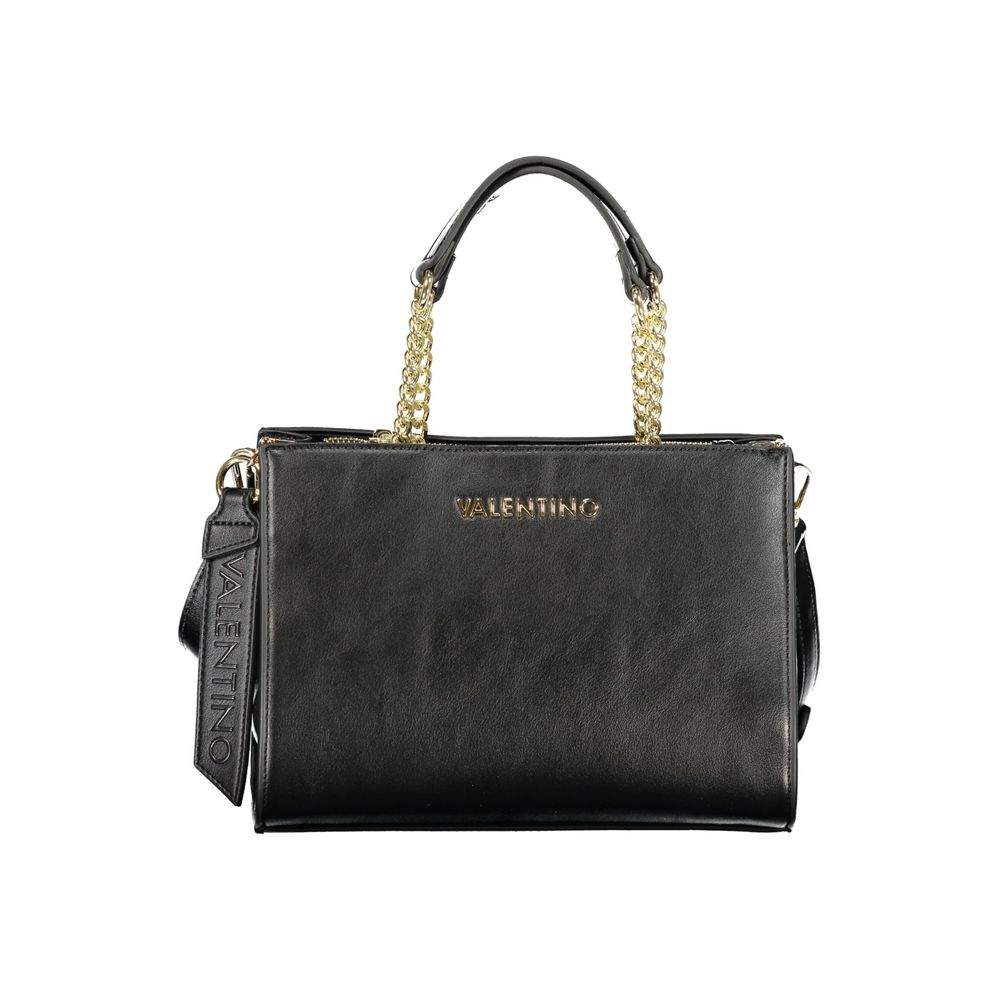 Mario Valentino Black Leather Tote Bag with Sleek Design