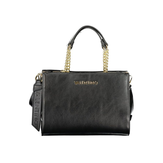 Mario Valentino Black Leather Tote Bag with Sleek Design