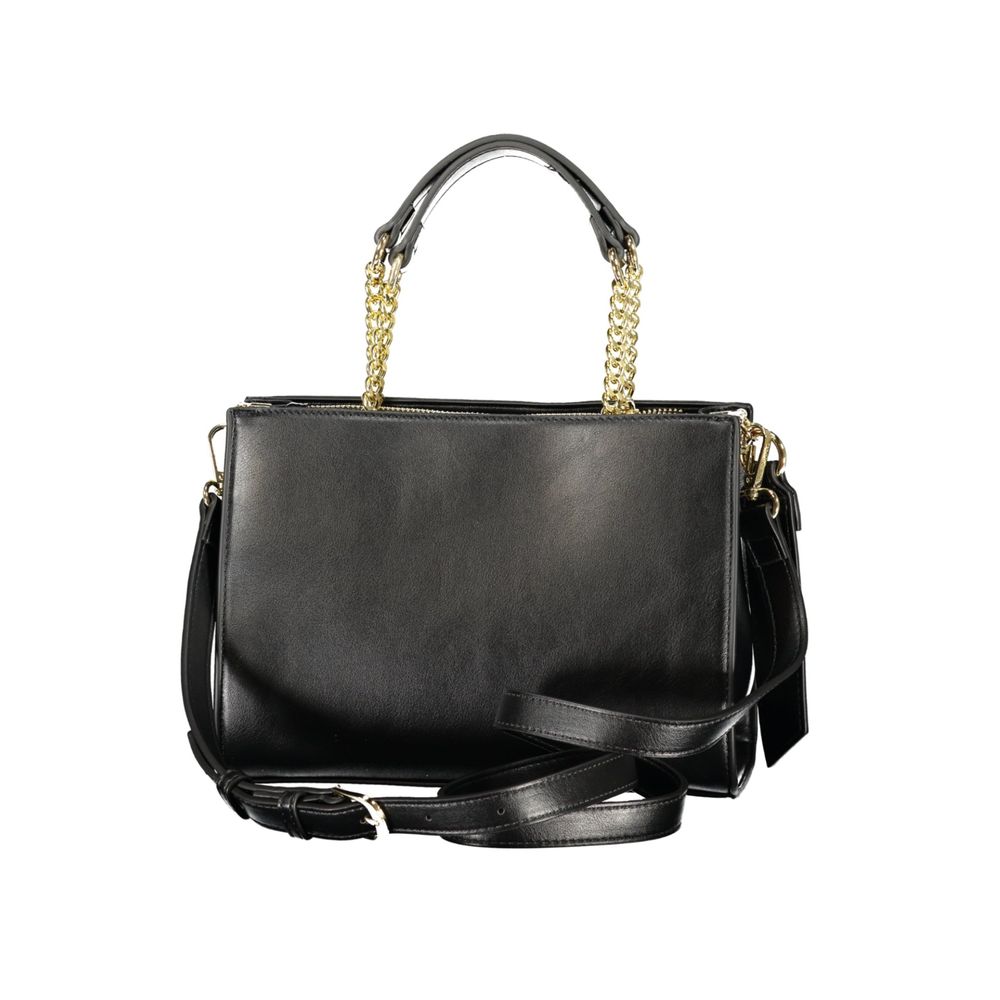 Mario Valentino Black Leather Tote Bag with Sleek Design