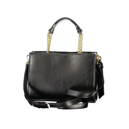 Mario Valentino Black Leather Tote Bag with Sleek Design
