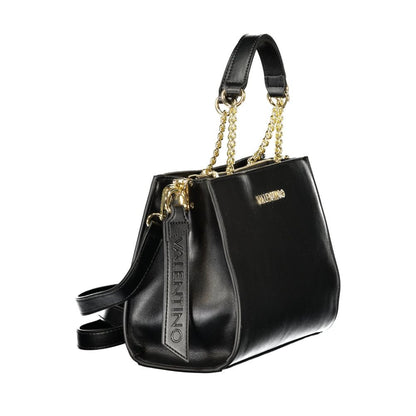 Mario Valentino Black Leather Tote Bag with Sleek Design