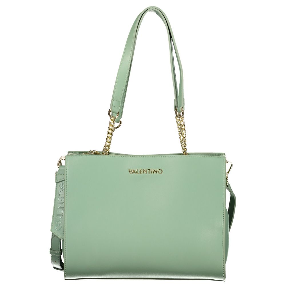 Mario Valentino Green Smooth Leather Handbag with Elegant Accents