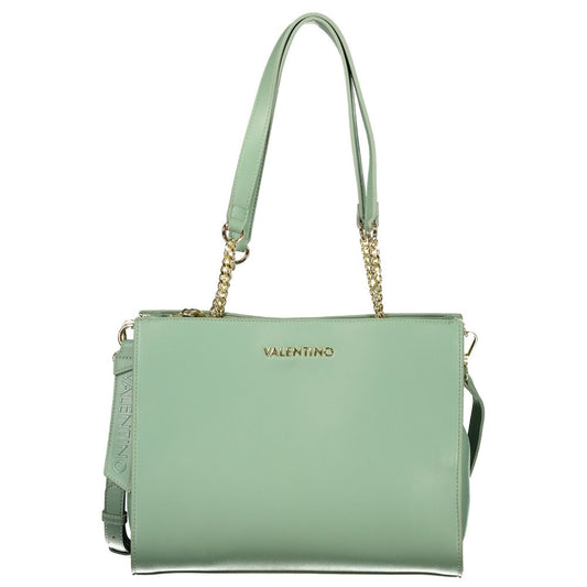 Mario Valentino Green Smooth Leather Handbag with Elegant Accents
