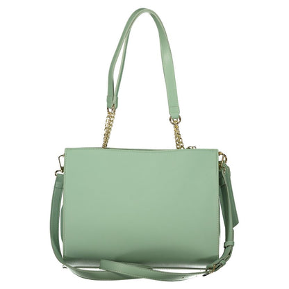 Mario Valentino Green Smooth Leather Handbag with Elegant Accents