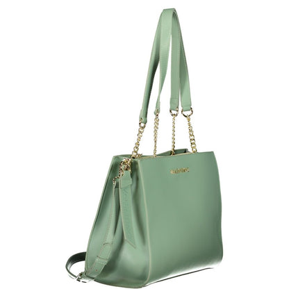 Mario Valentino Green Smooth Leather Handbag with Elegant Accents