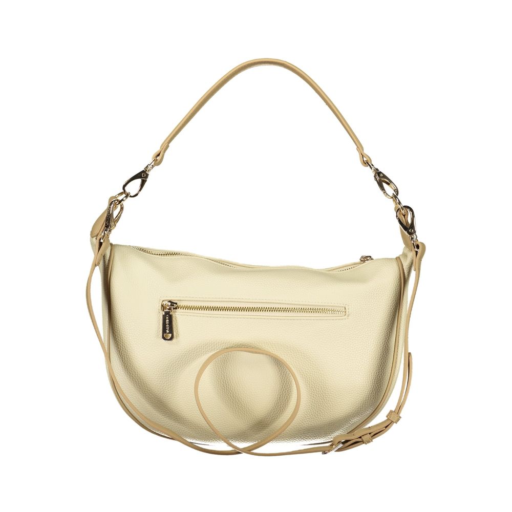Mario Valentino Beige Leather-Finish Shoulder Bag