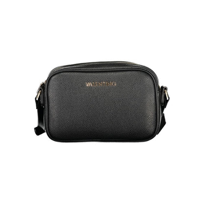Mario Valentino Black Grained Leather Handbag with Adjustable Strap