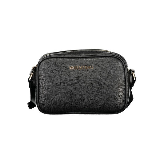 Mario Valentino Black Grained Leather Handbag with Adjustable Strap