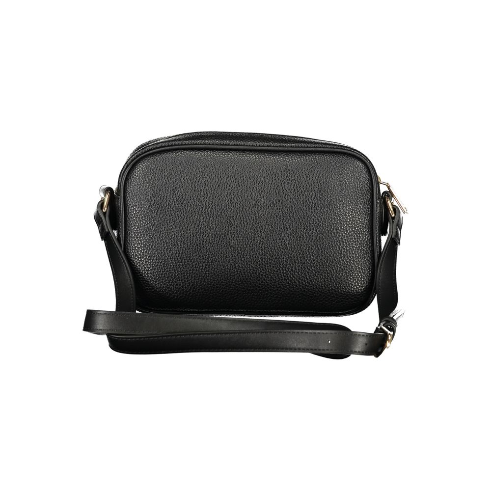Mario Valentino Black Grained Leather Handbag with Adjustable Strap
