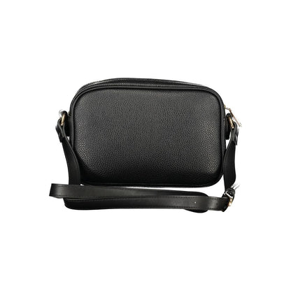 Mario Valentino Black Grained Leather Handbag with Adjustable Strap
