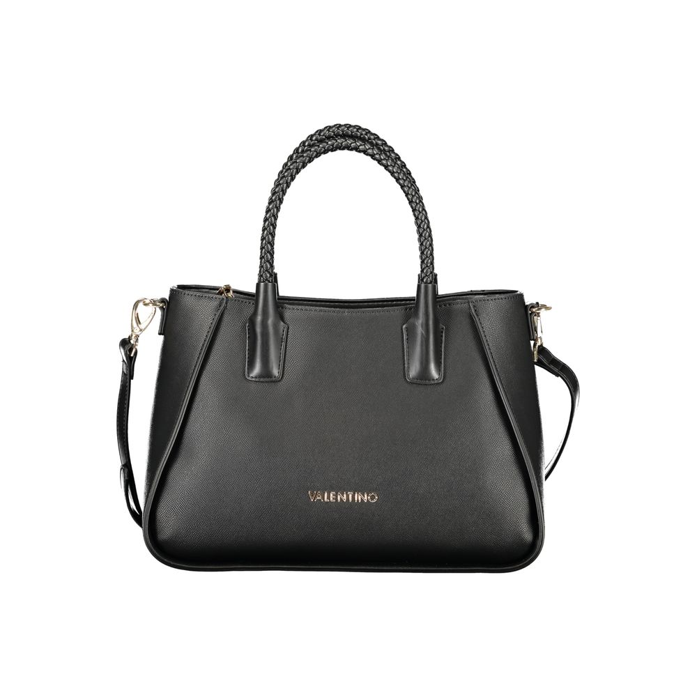 Mario Valentino Black Leather Finish Handbag with Adjustable Strap