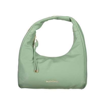 Mario Valentino Green Leather-Finish Shoulder Bag with Contrasting Details