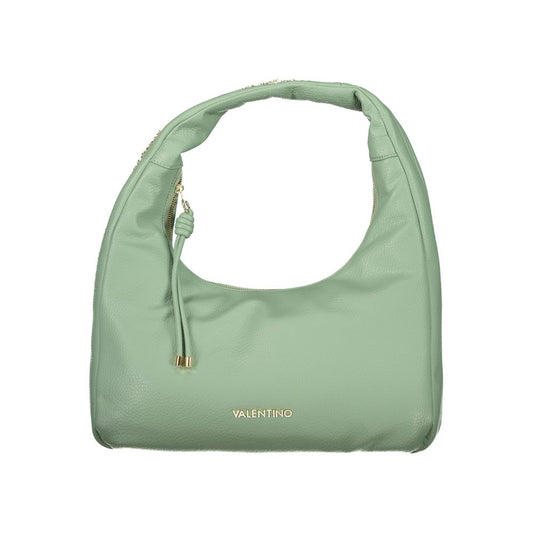 Mario Valentino Green Leather-Finish Shoulder Bag with Contrasting Details