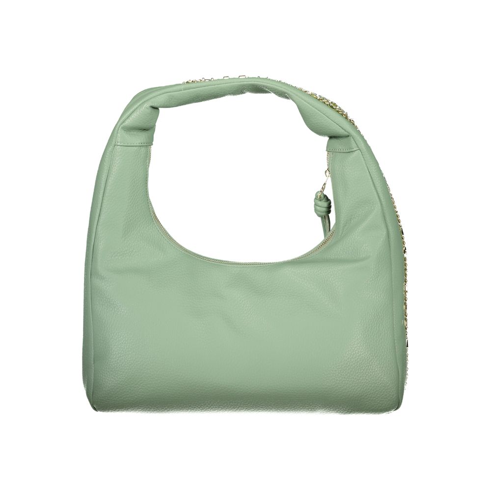 Mario Valentino Green Leather-Finish Shoulder Bag with Contrasting Details