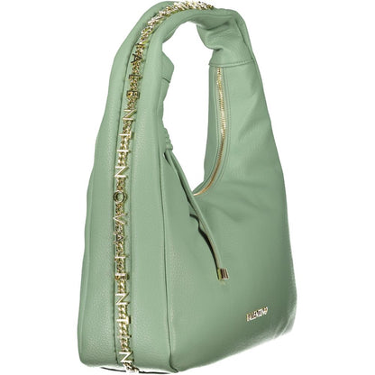 Mario Valentino Green Leather-Finish Shoulder Bag with Contrasting Details