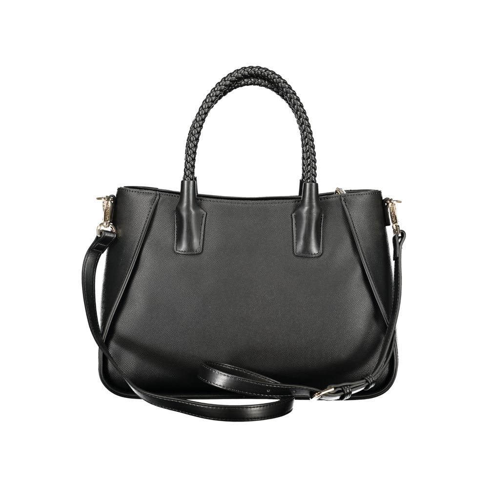 Mario Valentino Black Leather Finish Handbag with Adjustable Strap
