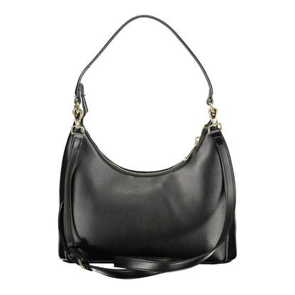 Mario Valentino Black Polyethylene Handbag with Adjustable Strap