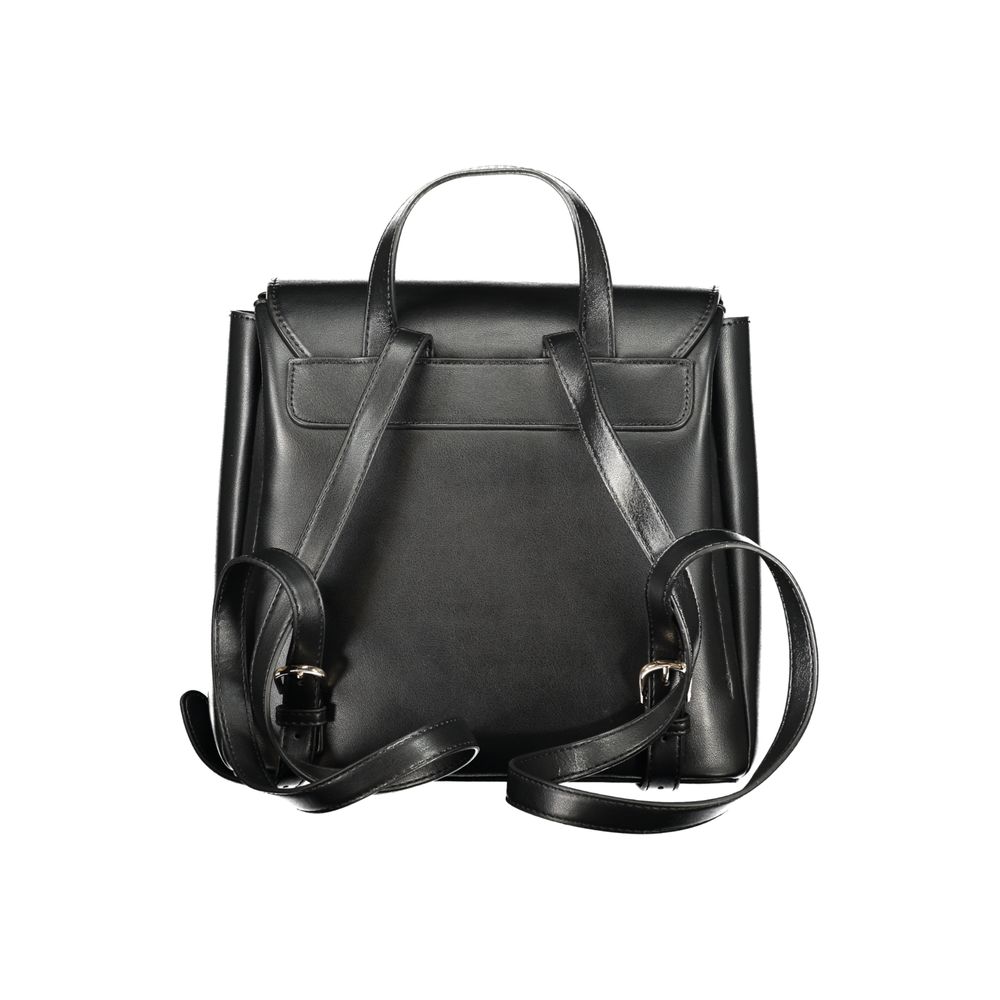Mario Valentino Black Polyethylene Backpack with Adjustable Straps