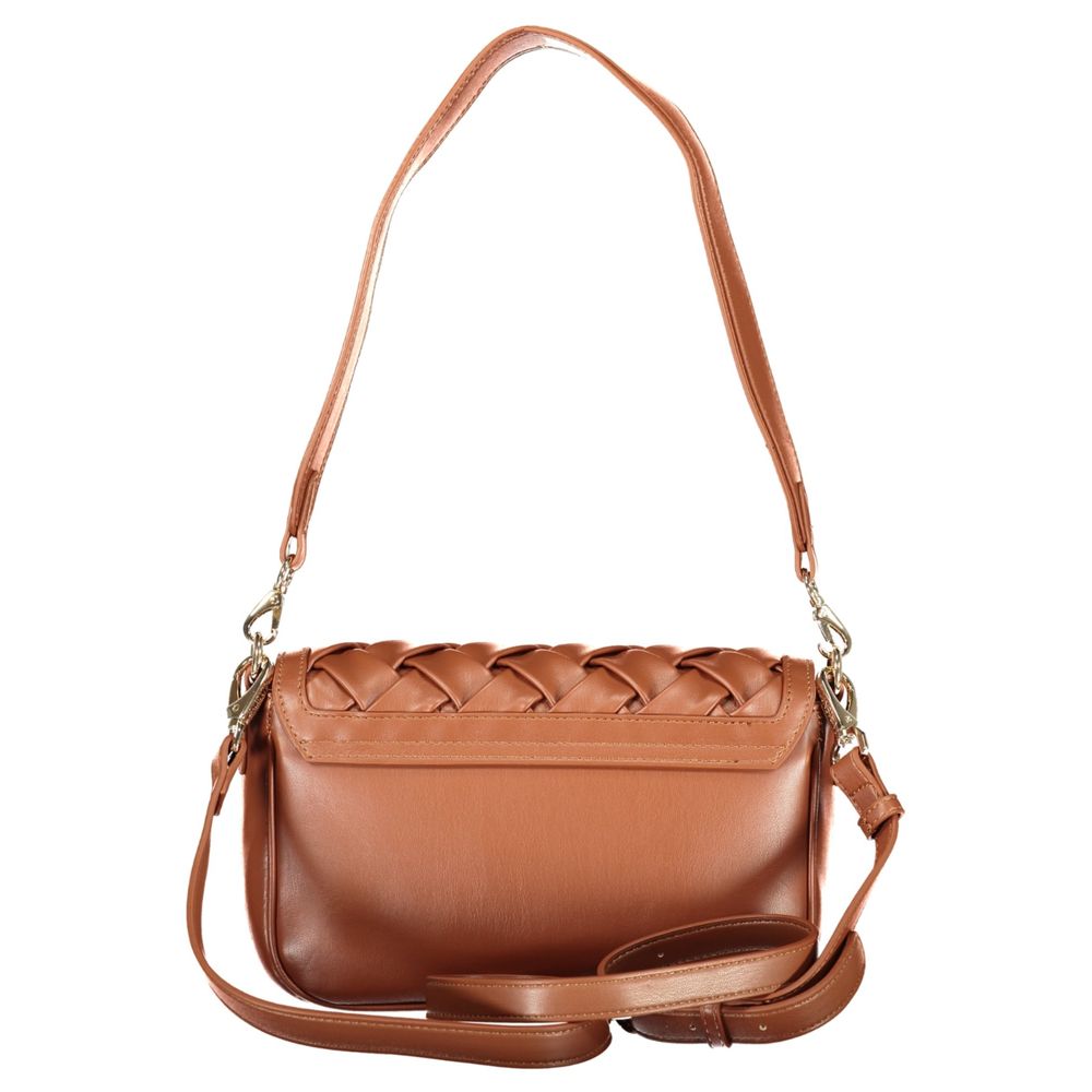 Mario Valentino Brown Leather Handbag with Removable Shoulder Handle